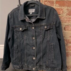 Eddie Bauer Vintage Women’s Jean Jacket Floral Lapel Detailing Size XXL Denim